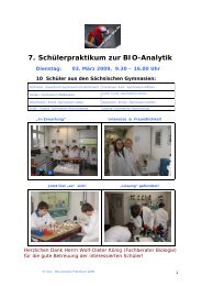 7. Schülerpraktikum zur BIO-Analytik