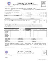 MBA Application Form for Entrance Exam - Pokhara University