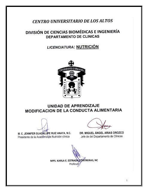 ModificaciÃ³n de la Conducta Alimentaria - Centro Universitario de ...