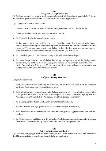 Jagdgenossenschaftssatzung