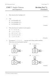 UNIT 7 Number Patterns Revision Test 7.1 and Sequences (Standard)