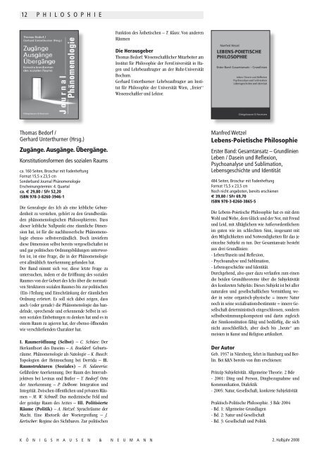 vorschau_2_2008 - Verlag Königshausen & Neumann