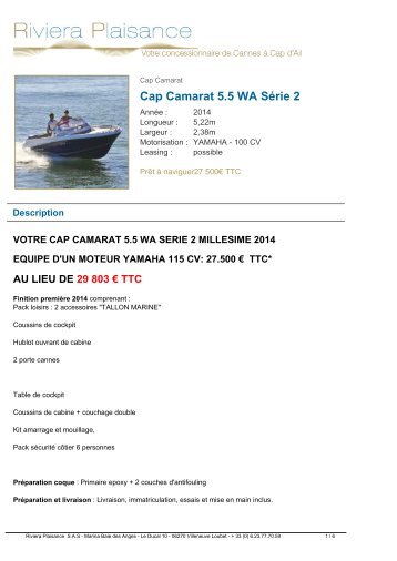 Cap Camarat 5.5 wa - Riviera Plaisance