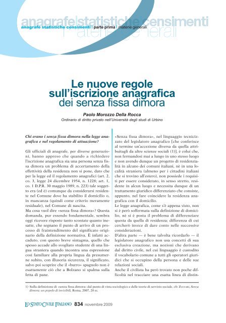 Le nuove regole sull'iscrizione anagrafica dei senza fissa dimora