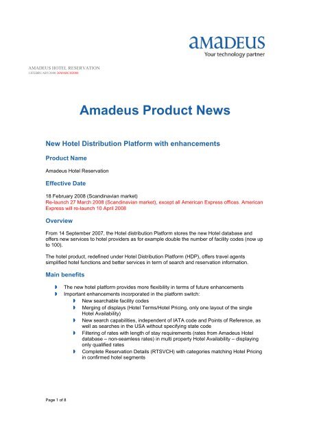 Amadeus Product News