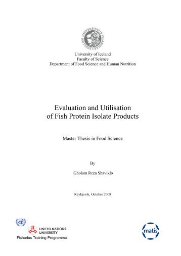 Evaluation and Utilisation of Fish Protein Isolate Products