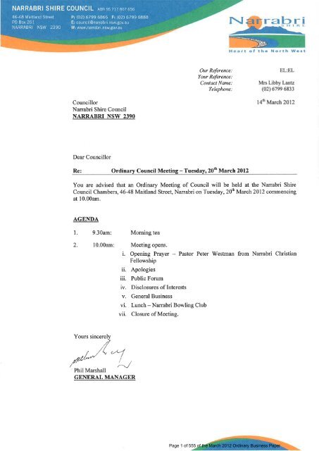 March 2012 Ordinary Busines Paper - Narrabri Shire Council - NSW ...