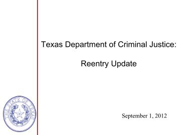 Texas Department of Criminal Justice: Reentry Update