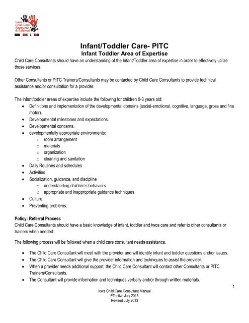 Infant/Toddler Care- PITC - Iowa Child Care Resource & Referral