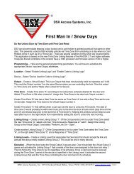 First Man In / Snow Days - DSX Access Systems, Inc.