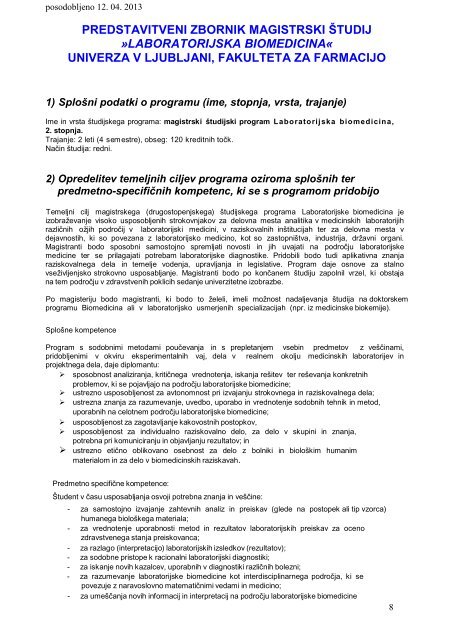Predstavitveni zbornik LBM mag (pdf) - Fakulteta za farmacijo ...