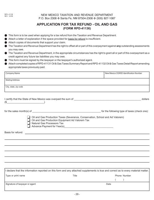 Form - Taxation and Revenue Department - State of New Mexico