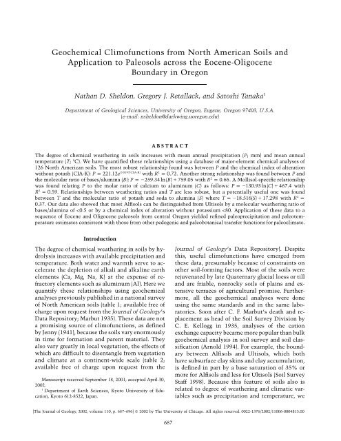 Geochemical Climofunctions from North American Soils and ...