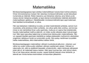 Matematiikka montessoripedagogian varhaiskasvatuksessa 1