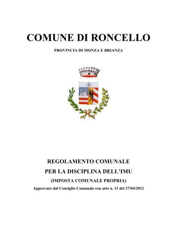 Regolamento IMU Roncello - Comune di Roncello