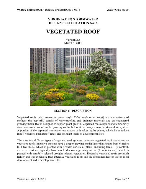 VEGETATED ROOF - Virginia Water Resources Research Center
