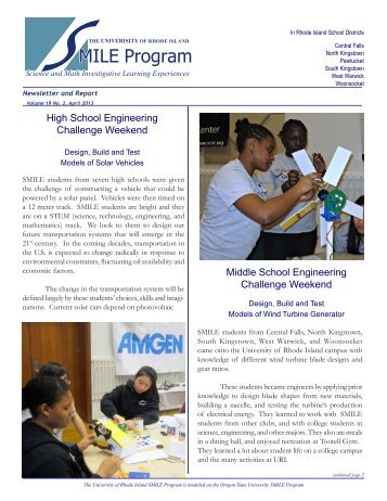 SMILE Newsletter April 2013 - University of Rhode Island