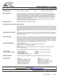 Power Engineering â 5 Class - Northern Lakes College