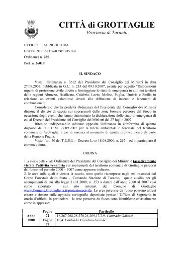 Ordinanza del Sindaco DIVIETO AttivitÃ  Venatoria - Comune di ...