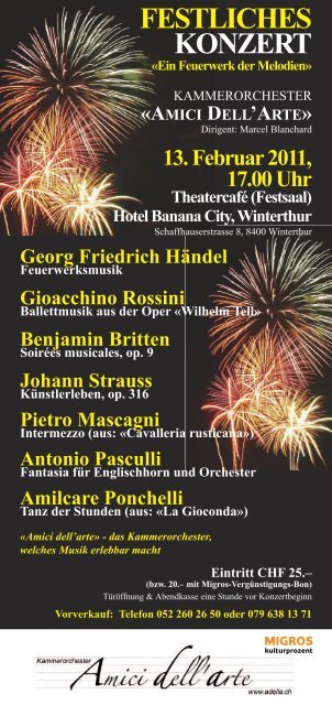 Konzertflyer - Kammerorchester «Amici dell'arte