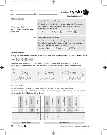 Notation dÃ©cimale Un nombre Ã©crit en notation dÃ©cimale peut avoir ...