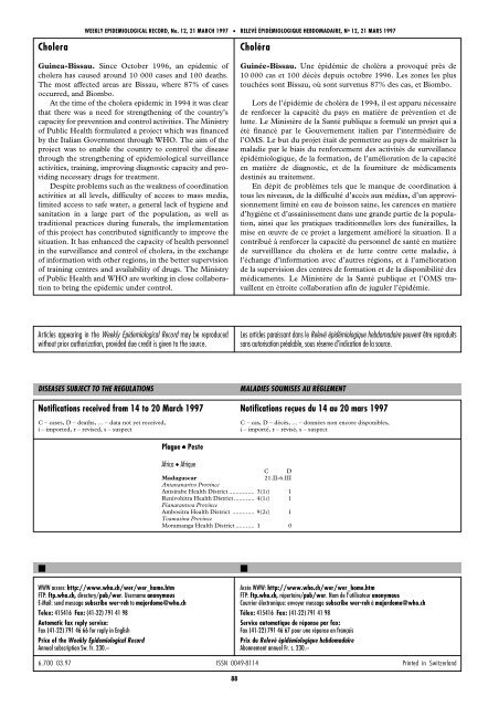 WEEKLY EPIDEMIOLOGICAL RECORD, No. 12, 21 MARCH 1997