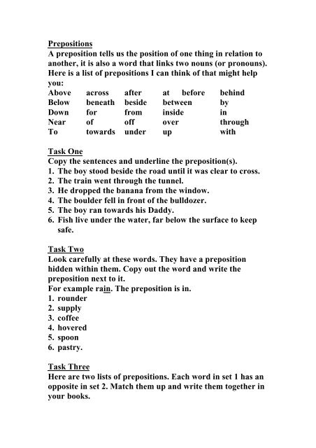 Difference between On, In, At, Over, Under, Above and Below: Preposition of  Place