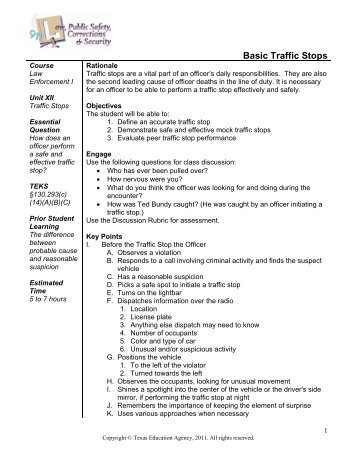 Basic Traffic Stops - Career and Technical Education