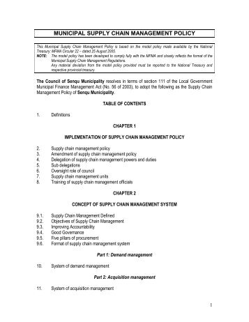 municipal supply chain management policy - Senqu Municipality