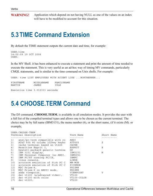 Operational Differences - InterSystems Documentation