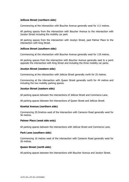 Schedule 1 Te Puke Traffic/Parking Restrictions