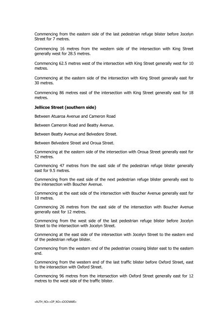 Schedule 1 Te Puke Traffic/Parking Restrictions