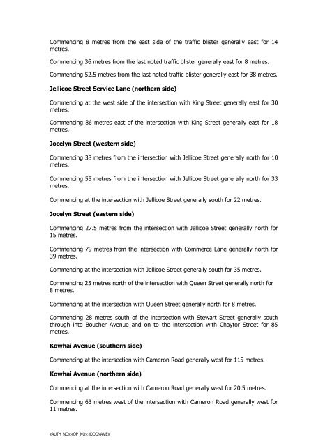 Schedule 1 Te Puke Traffic/Parking Restrictions