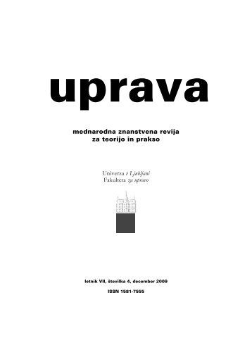 Letnik VII, Å tevilka 4, 2009 - Fakulteta za upravo - Univerza v Ljubljani