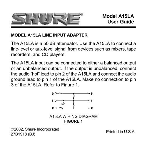 Model A15LA User Guide - Now Sound