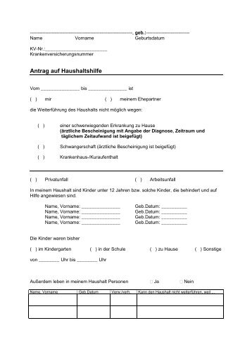 Haushaltshilfe-Antrag als PDF herunterladen - Wieland BKK