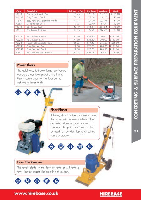 PLANT & TOOL HIRE www.hirebase.co.uk - Buildbase Builders ...