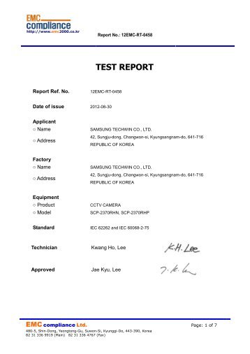 TEST REPORT - Samsung CCTV