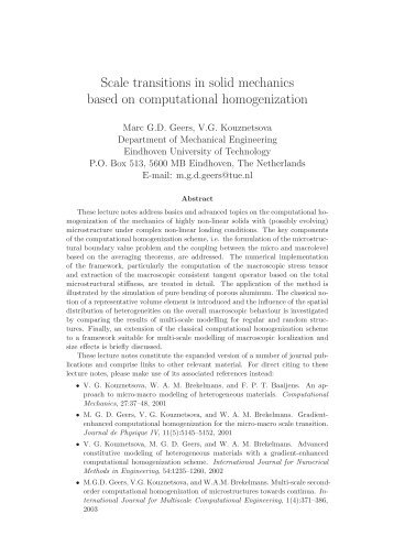 Scale transitions in solid mechanics based on computational ... - Cism