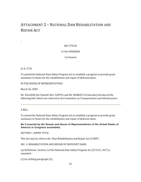 The Cost of Rehabilitating Our Nation's Dams. A Methodology ...