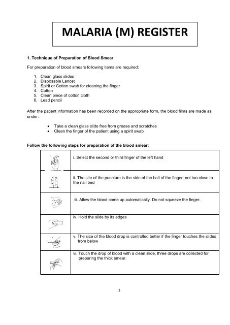 MALARIA (M) REGISTER - NVBDCP