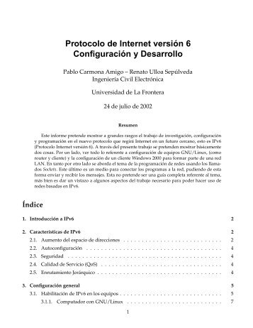 Configuración y desarrollo del Protocolo IP versión 6