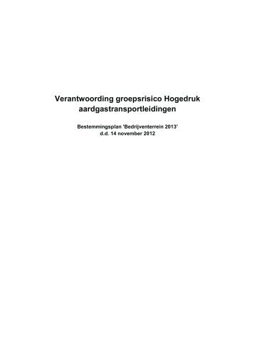 Verantwoording groepsrisico Hogedruk aardgastransportleidingen