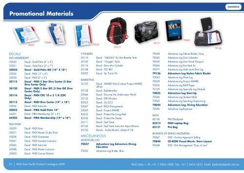 PADI Asia Pacific Product Catalogue 2008 - Aquatica