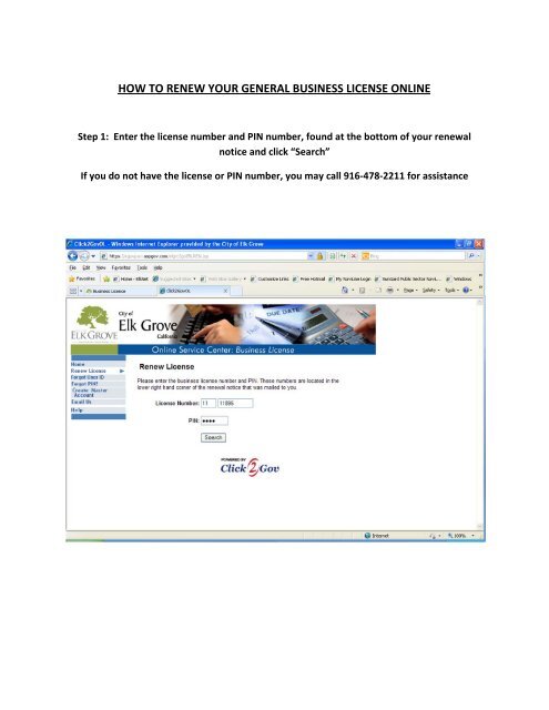how to renew your general business license online - City of Elk Grove