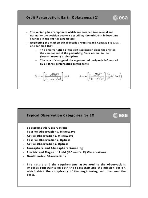 mission analysis aspects for earth observations missions