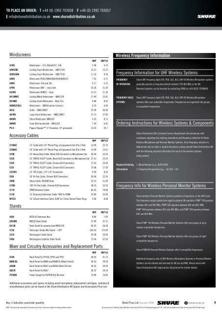 RETAIL PRICE LIST - MIDAS ProSound