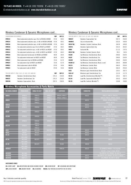 RETAIL PRICE LIST - MIDAS ProSound