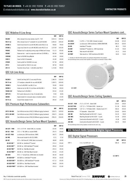 RETAIL PRICE LIST - MIDAS ProSound