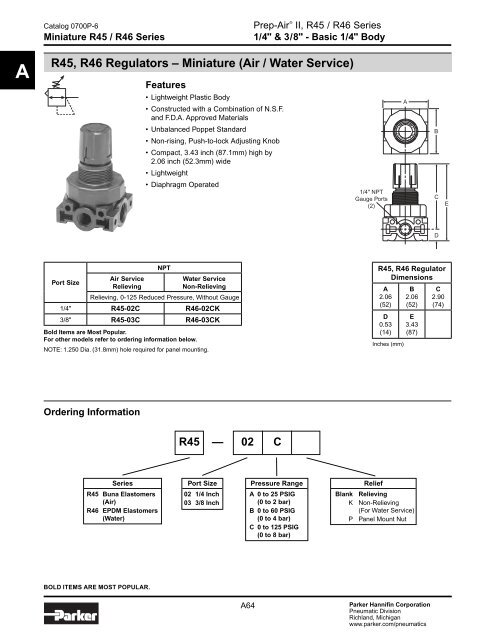 Regulator R47 R45, R46 Regulators â Miniature (Air / Water ... - Wainbee Limited